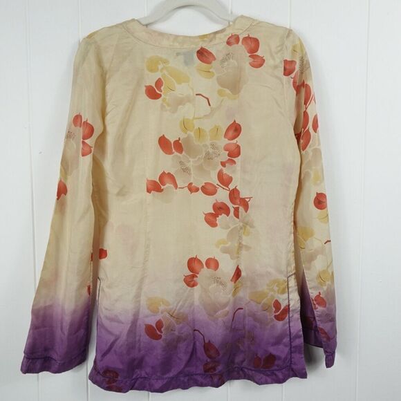 Lucky Brand Womens Silk Ombre Floral Top Small - Picture 6 of 9